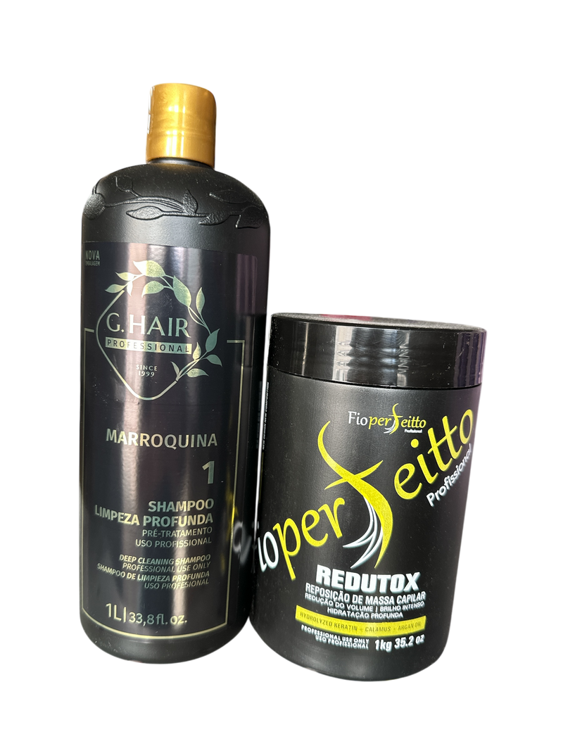 Keratin Treatment Kit G Hair Moroccan Detox Shampoo And Fio Perfeitto Hair Btox Mask 33.8fl.oz 1000ml